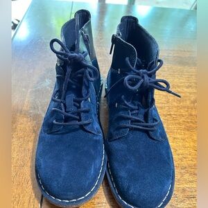 Navy Blue side zip Clark brand boots, size 7.5 women’s.